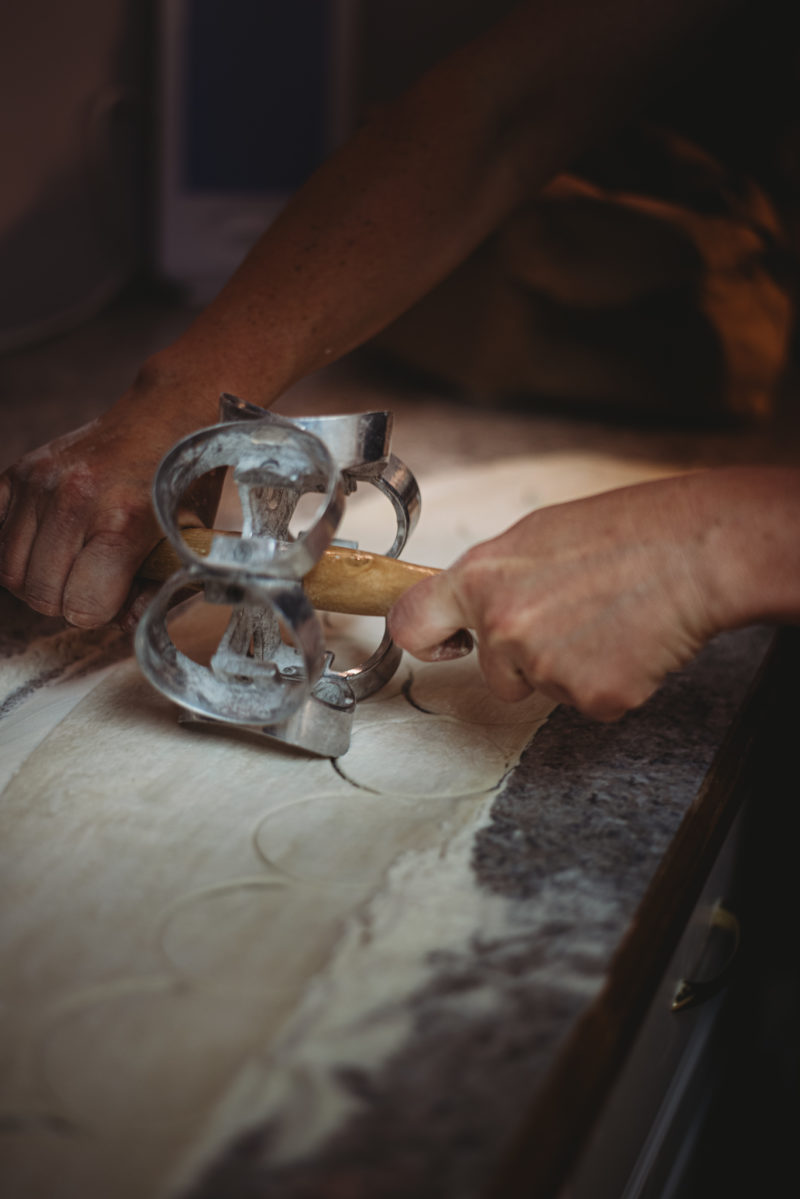 making pierogi cutting dough circles