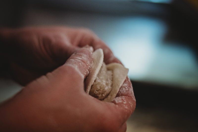 making pierogi plying single