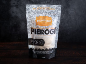 A bag of Coconut Bac'n and Potato Pierogi showing the front